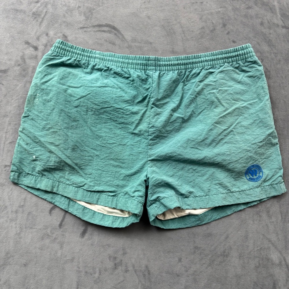 Vintage Wimbledon All England Lawn Tennis Club Nylon Shorts Teal Green Mens L